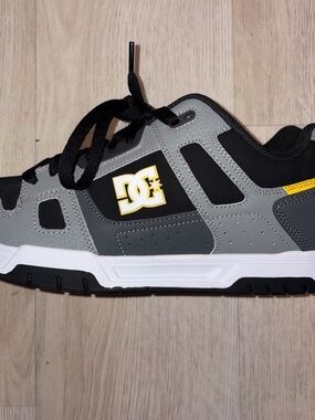 DC  Gray & Black Skate Shoe with Yellow Accent